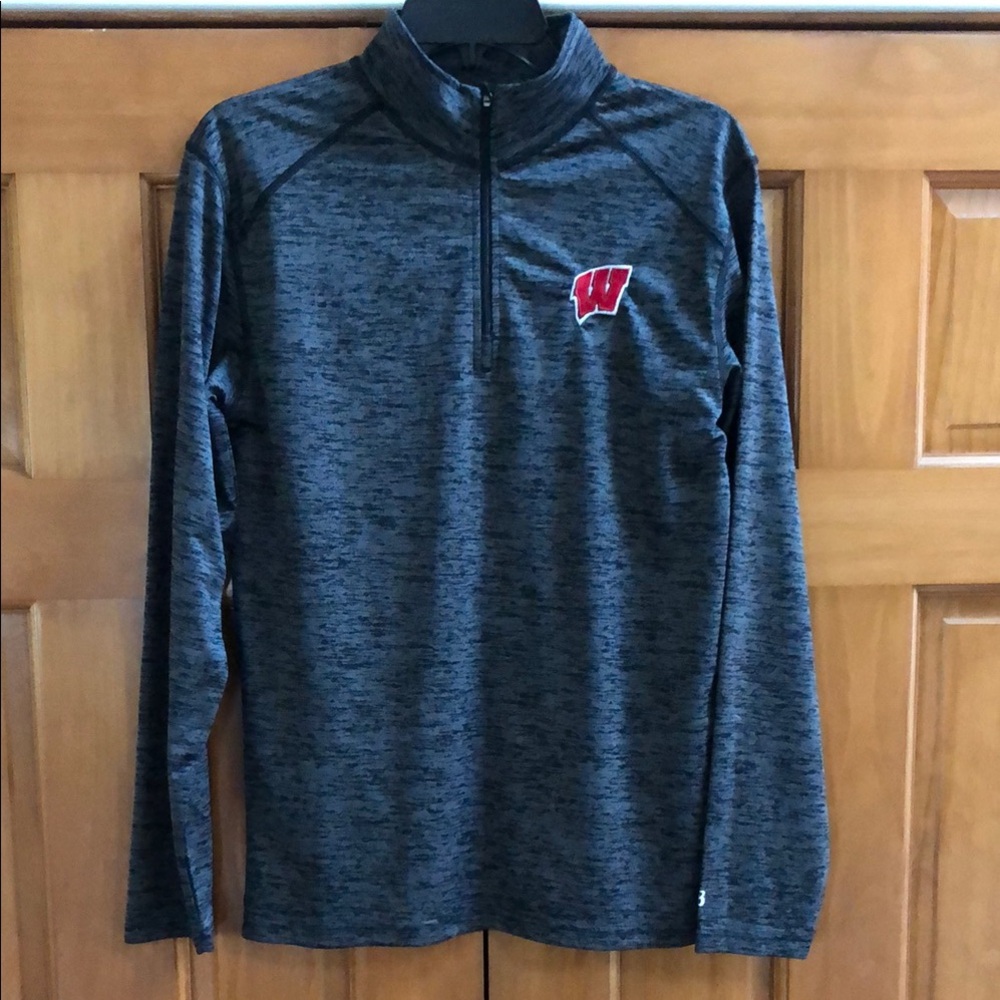 Gray Quarter-Zip Wisconsin Pullover